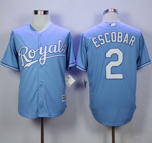 Royals #2 Alcides Escobar Light Blue Alternate 1 New Cool Base Stitched MLB Jersey - Click Image to Close